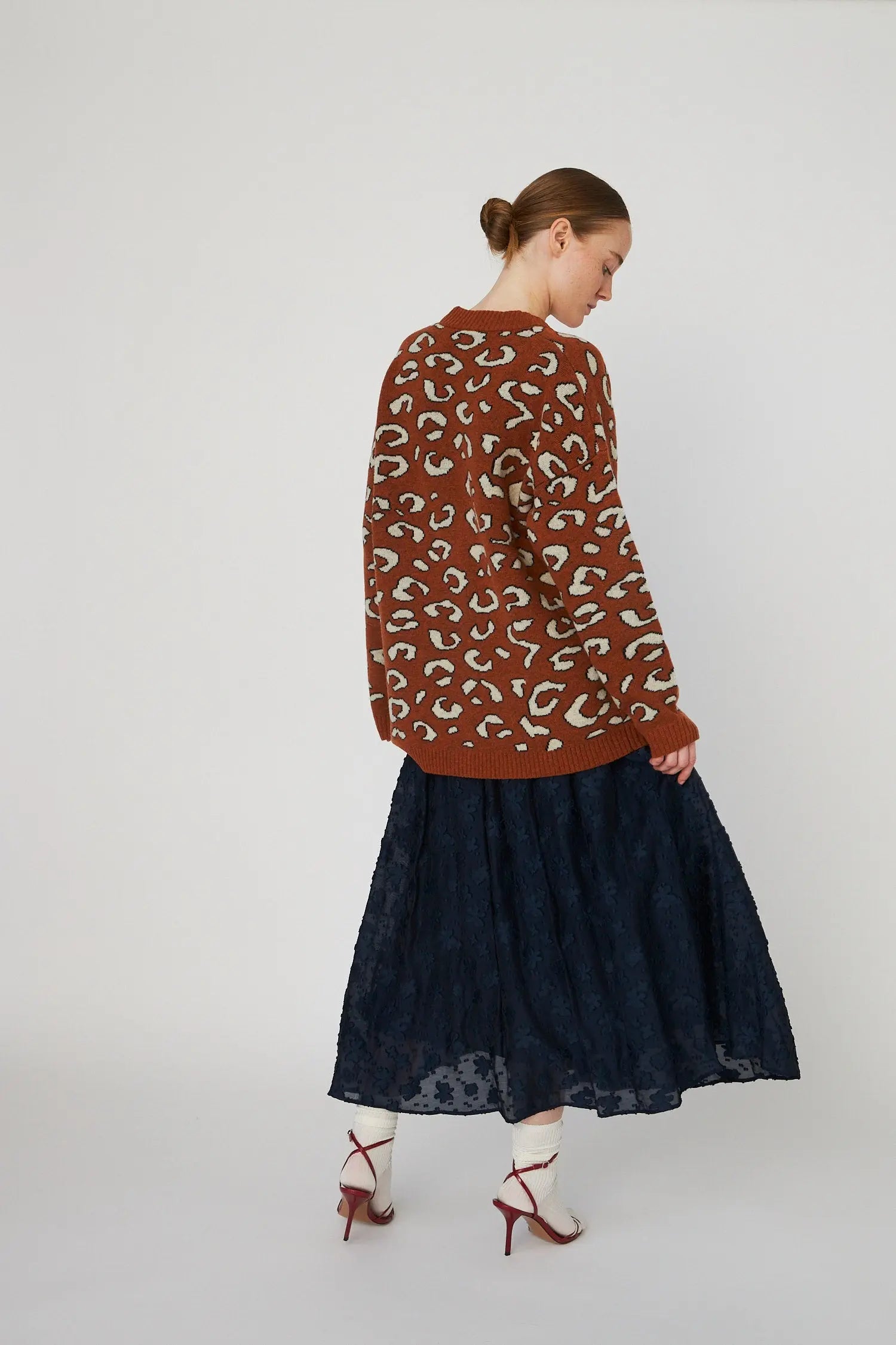 Stella Nova Animal jacquard Cardigan Cardigan 473 Burned Orange