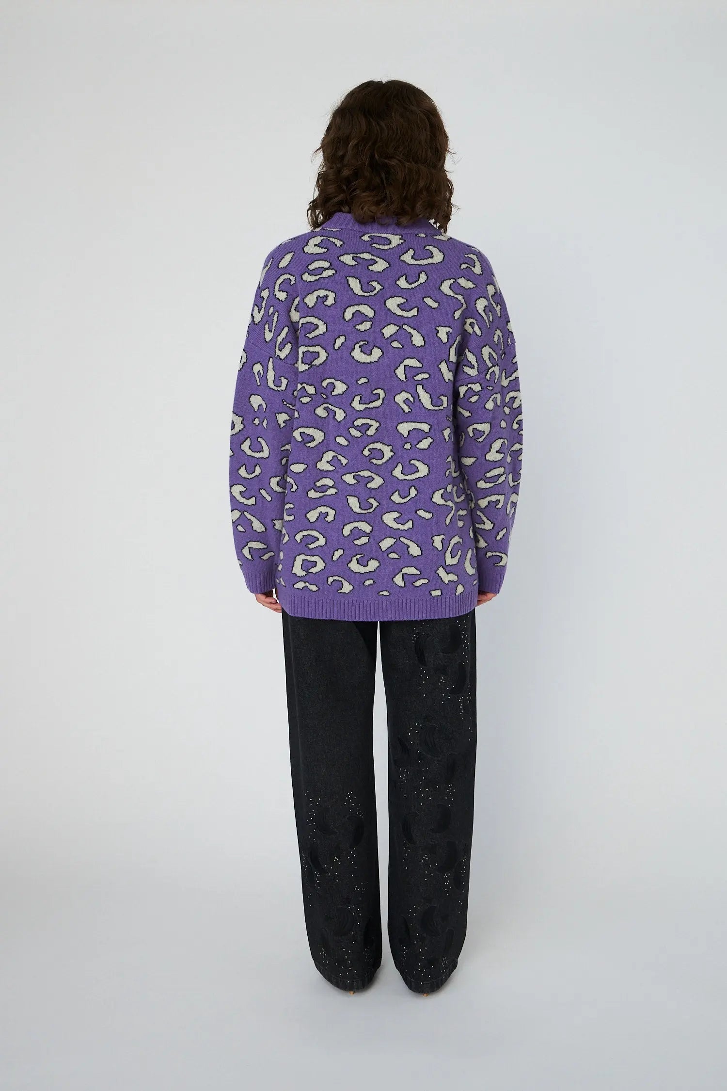 Stella Nova Animal jacquard Cardigan Cardigan 543 Monster Purple