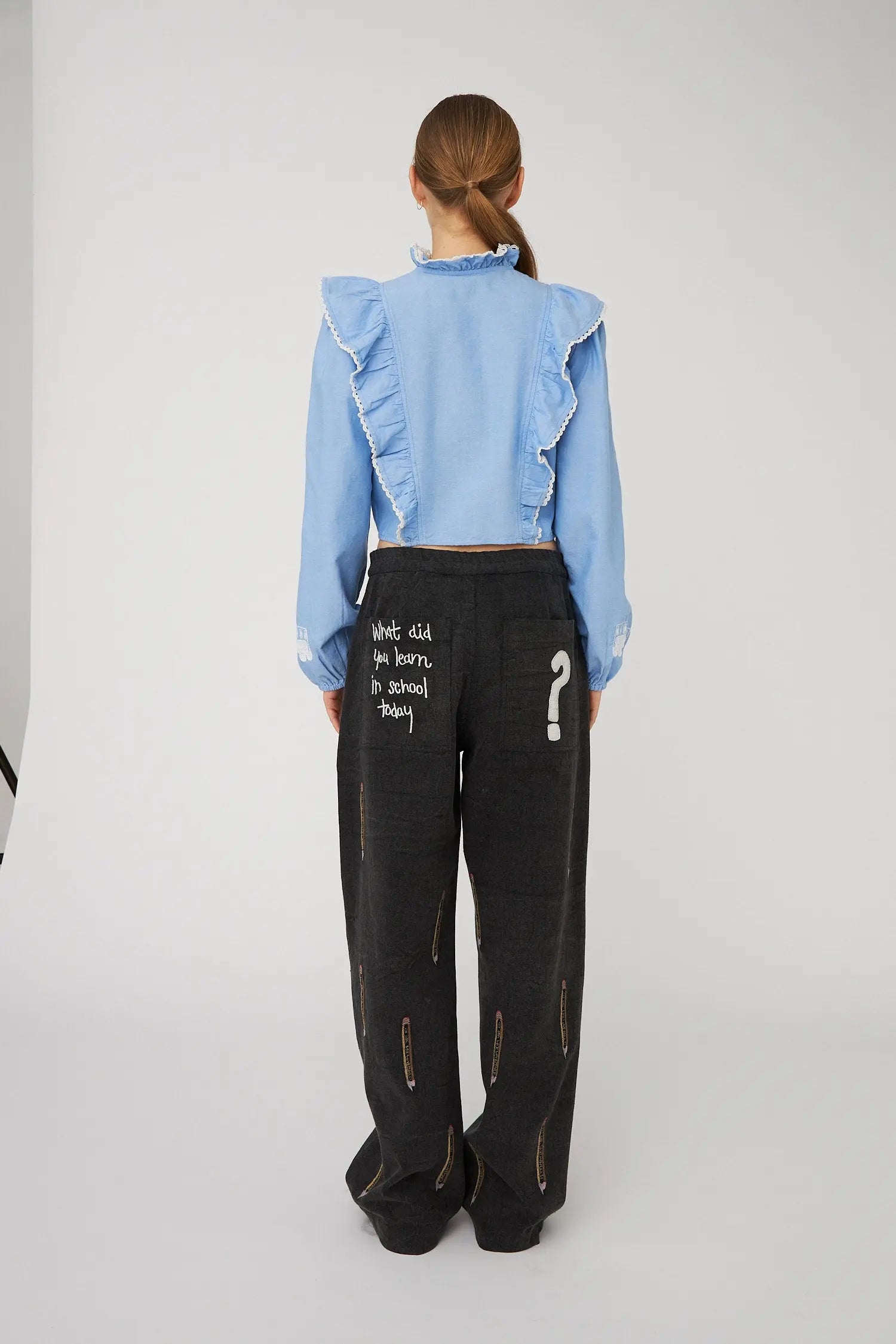 Stella Nova BACK TO SCHOOL Embroidered Pants Pants 993 Almost black