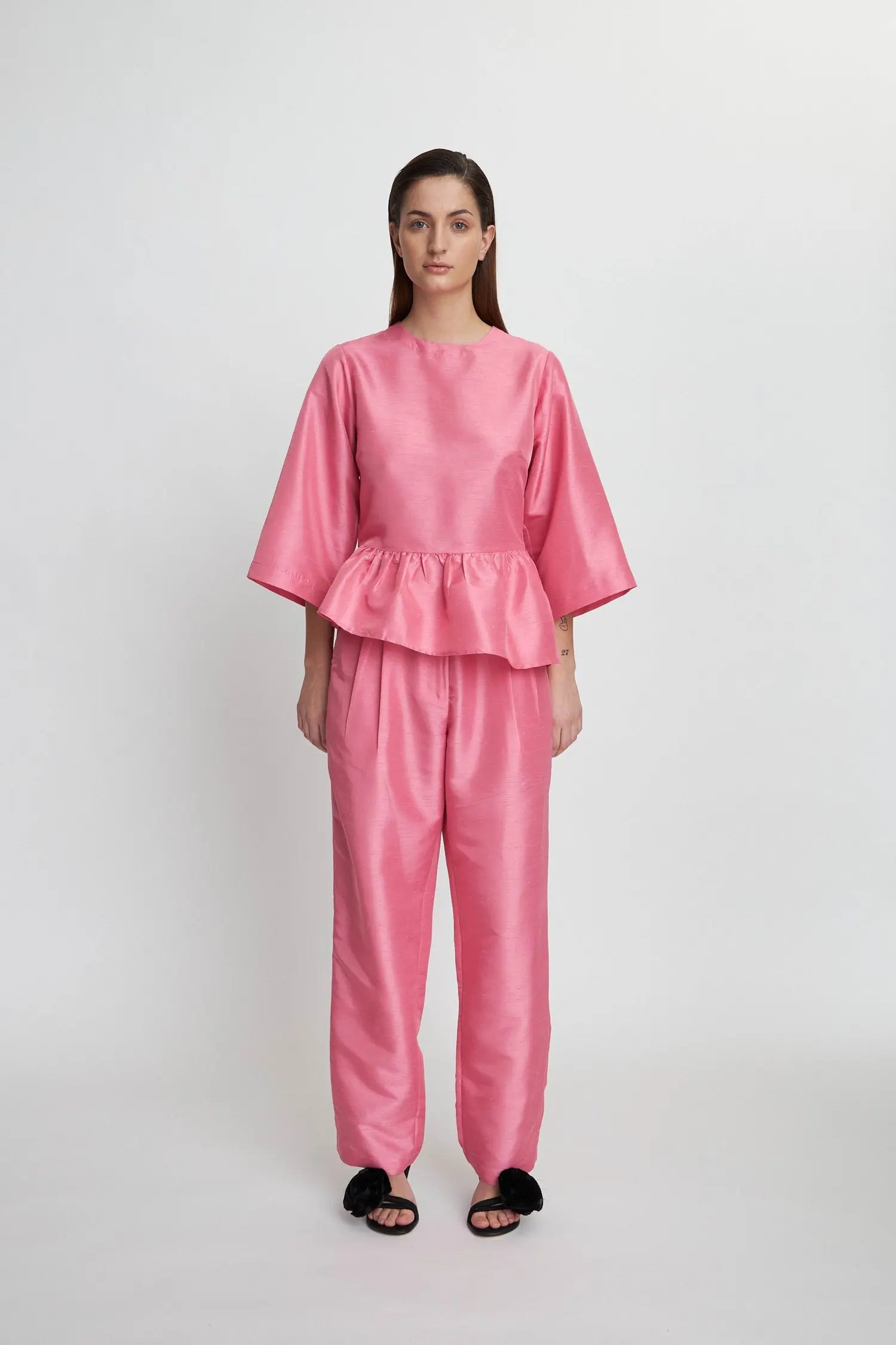 Stella Nova Crispy peplum blouse Blouse 465 Pink
