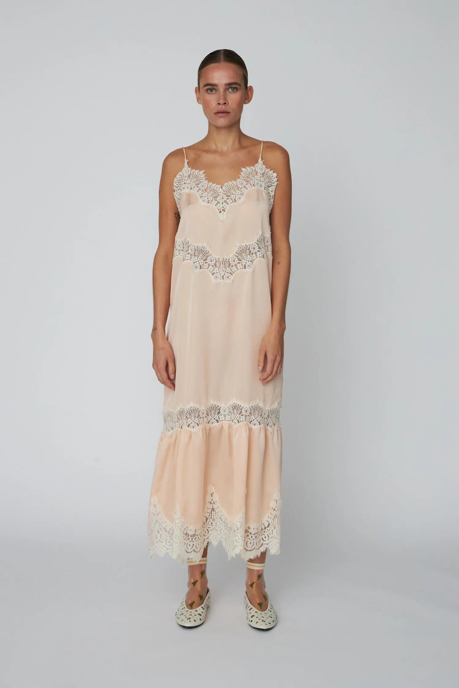 Stella Nova Delicate Lace Slip Dress Dress 558 Pale Pink