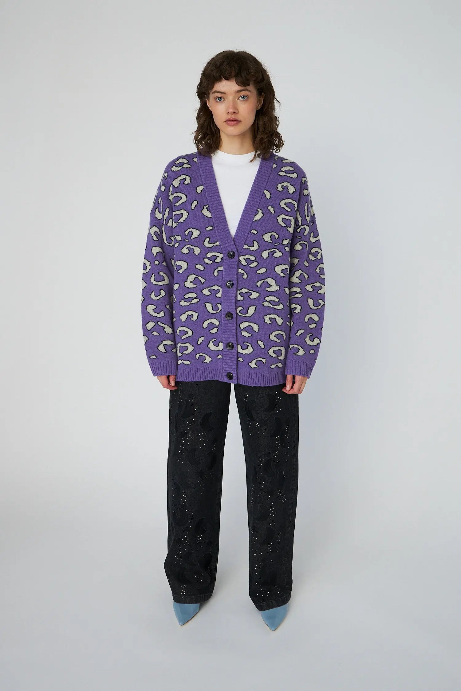 Stella Nova Animal jacquard Cardigan Cardigan 543 Monster Purple