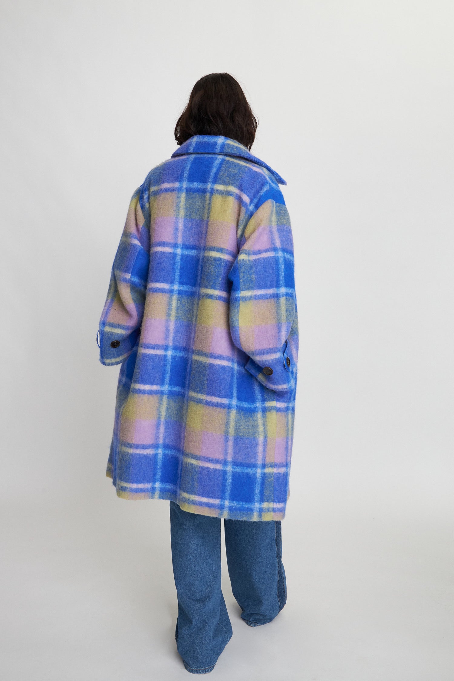 Stella Nova Checkered wool coat Coat 416 Blue Checks