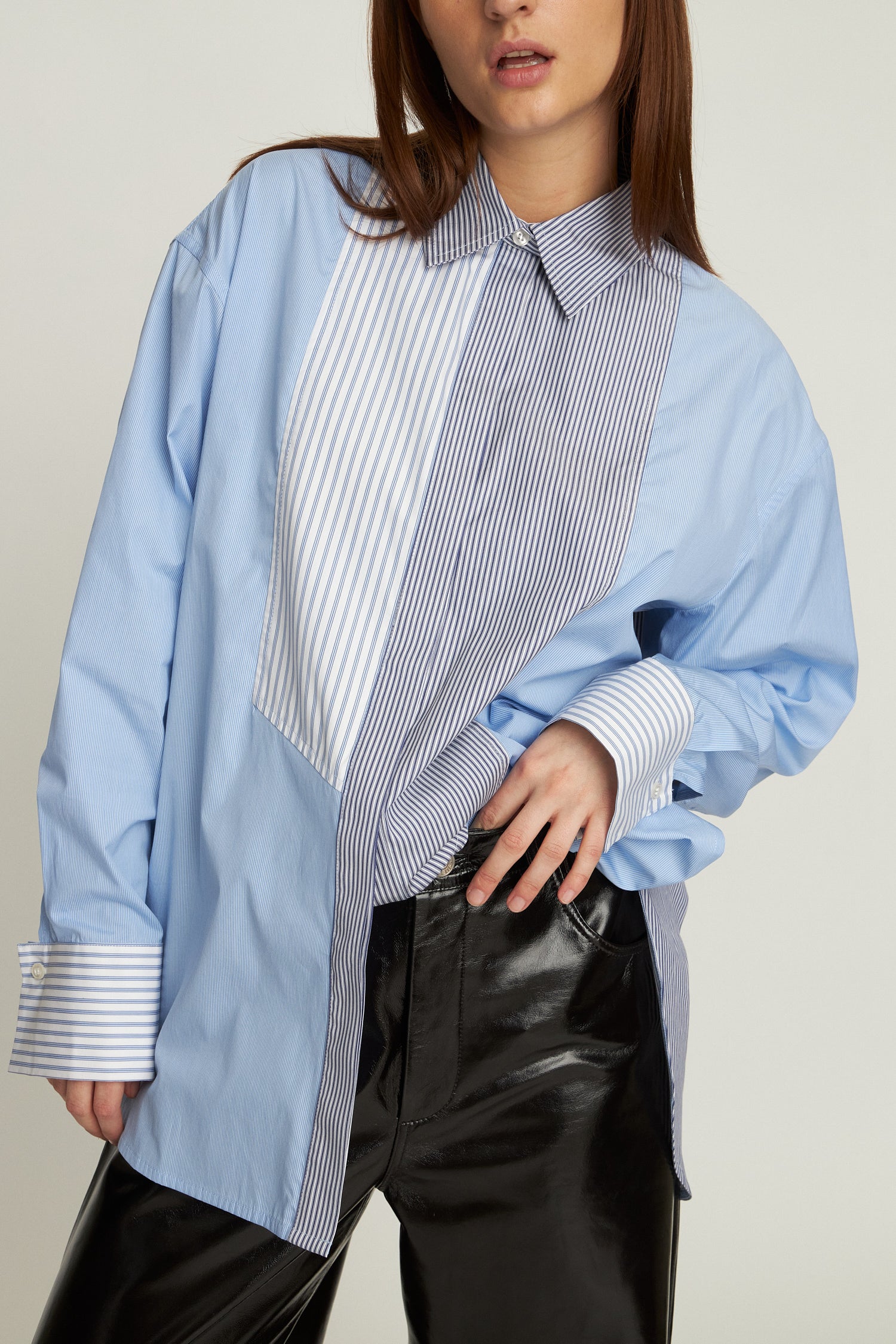 Stella Nova Combined cotton stripe shirt Shirt 313 Blue Stripes