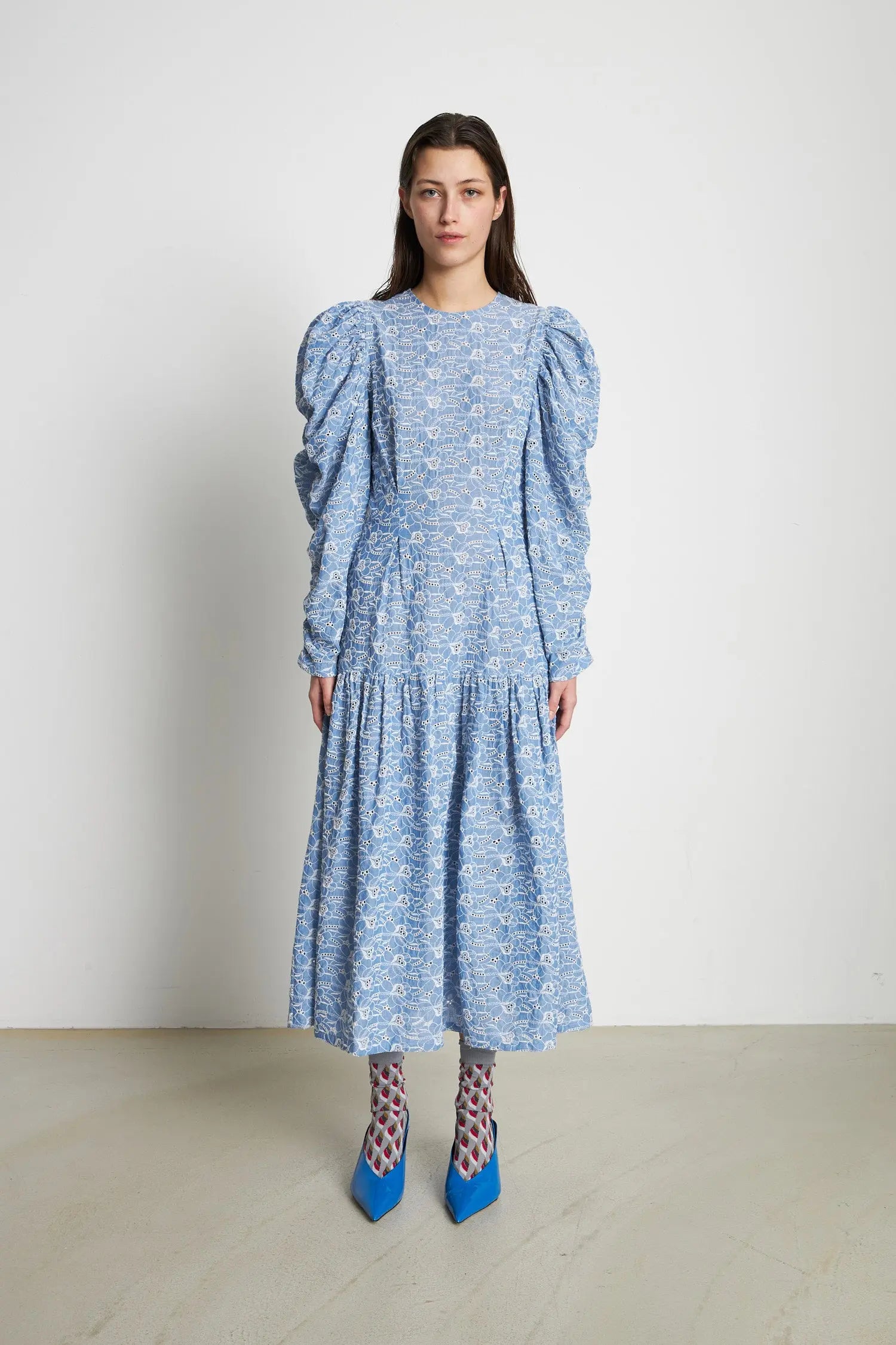 Stella Nova Cotton dress with all over embroidery Dress 302 Light Blue