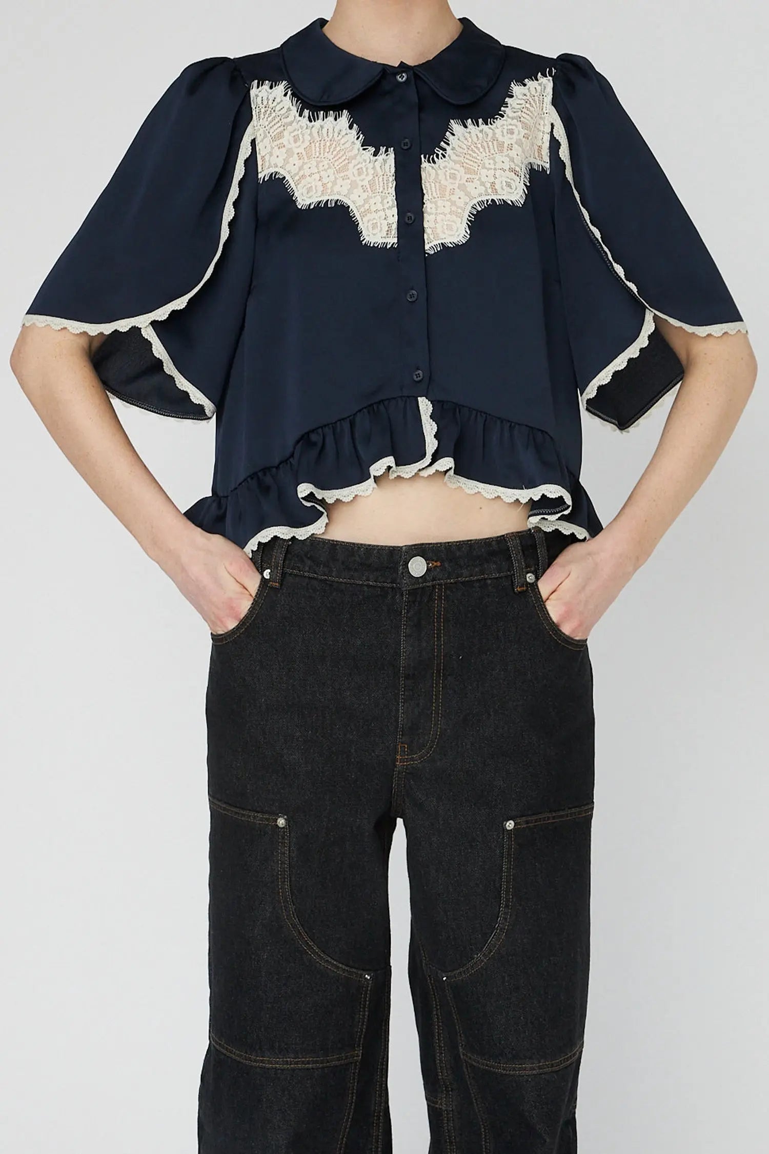 Stella Nova Delicate Lace Shirt Shirt 409 Navy /Creme