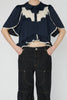 Delicate Lace Shirt - Navy /Creme