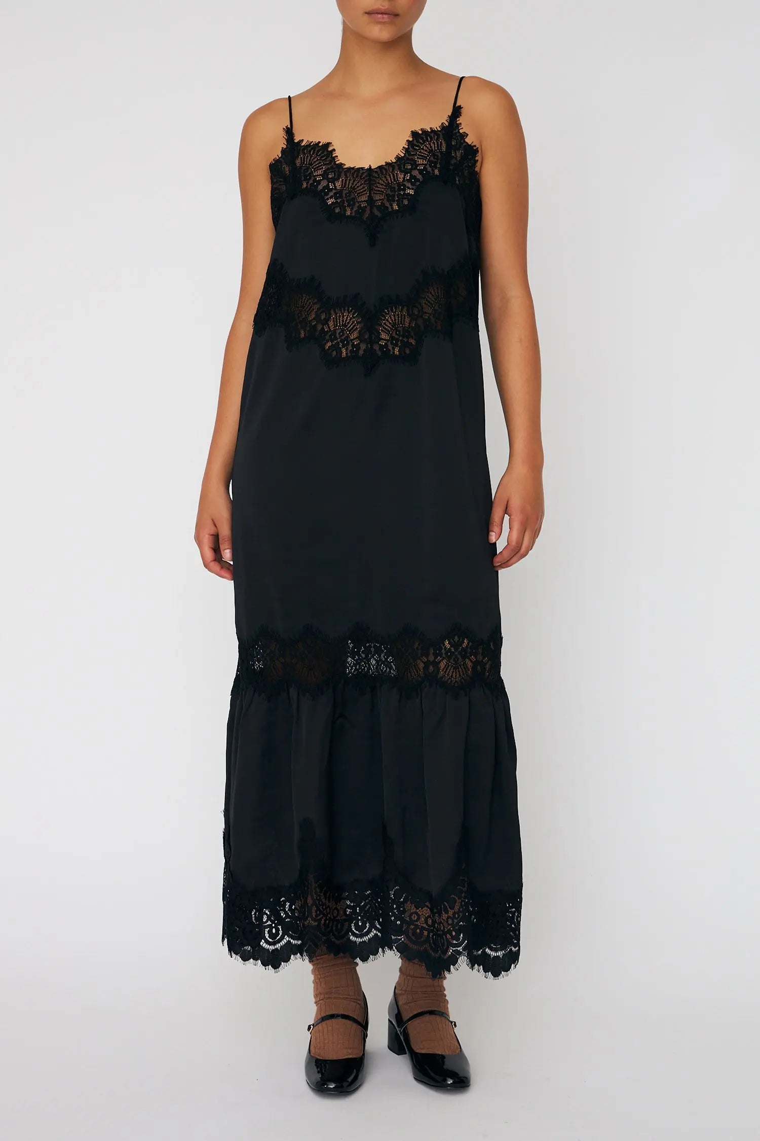 Stella Nova Delicate Lace Slip Dress Dress 999 Black