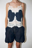 Delicate Lace Top - Navy /Creme