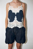 Delicate Lace Top - Navy /Creme