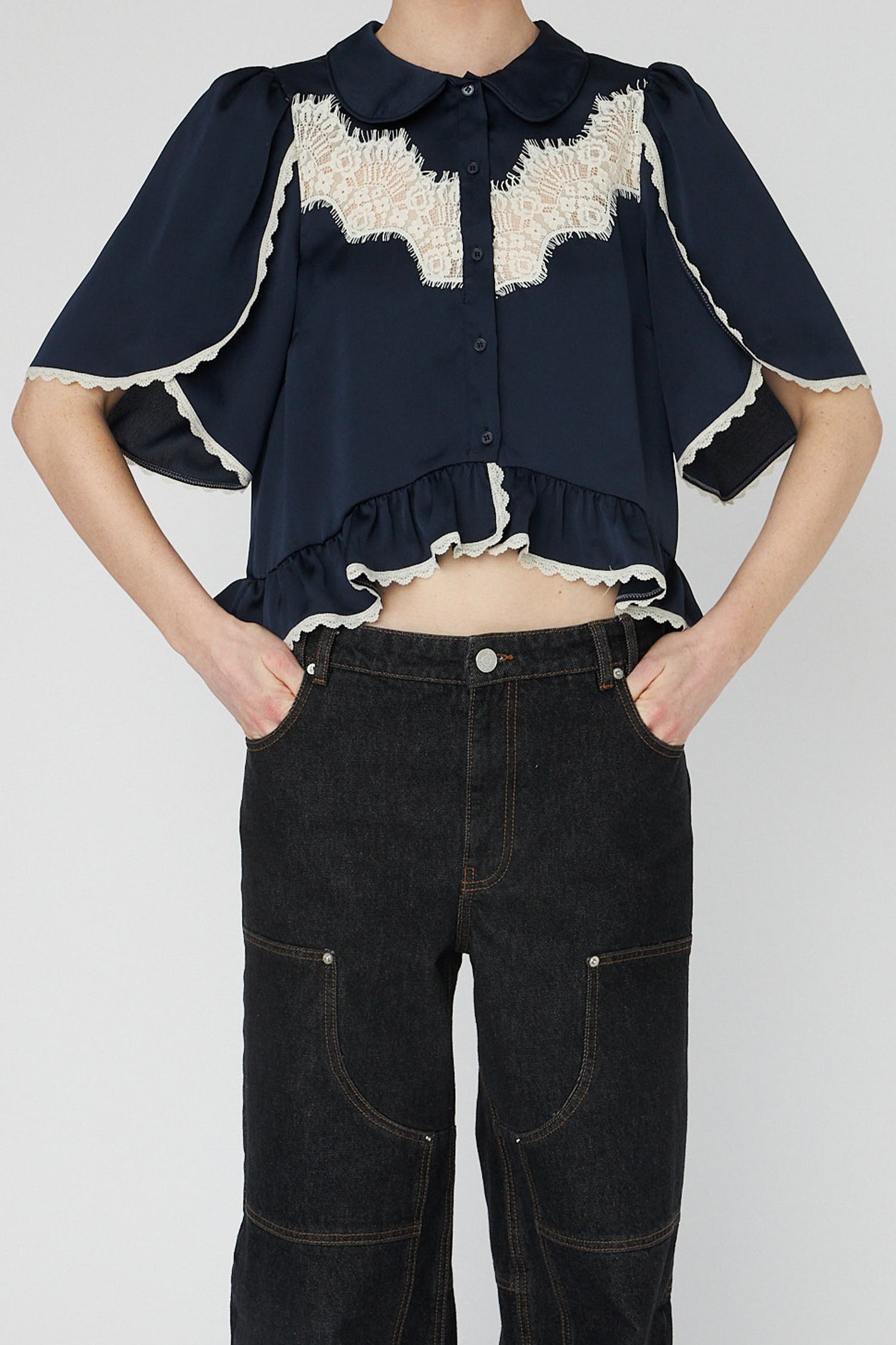 Stella Nova Delicate Lace Shirt Shirt 409 Navy /Creme