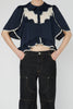 Delicate Lace Shirt - Navy /Creme