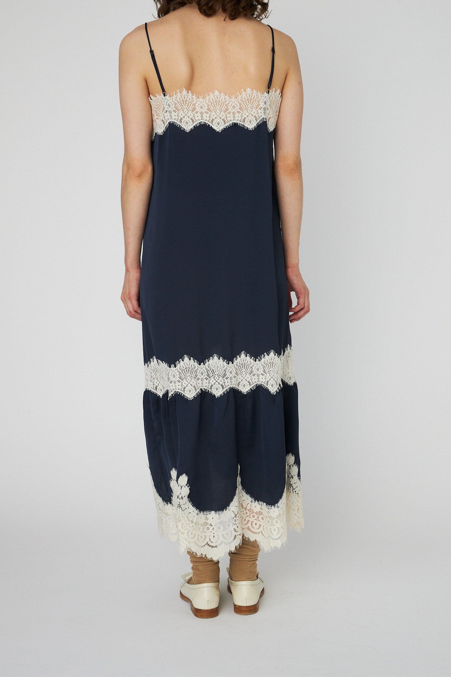 Stella Nova Delicate Lace Slip Dress Dress 409 Navy /Creme