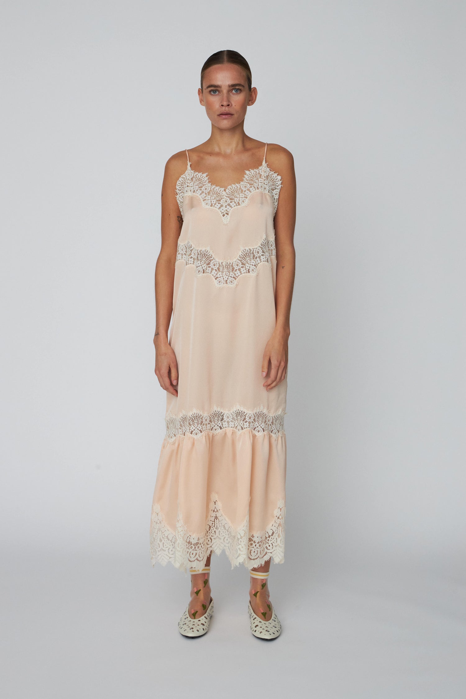 Stella Nova Delicate Lace Slip Dress Dress 558 Pale Pink