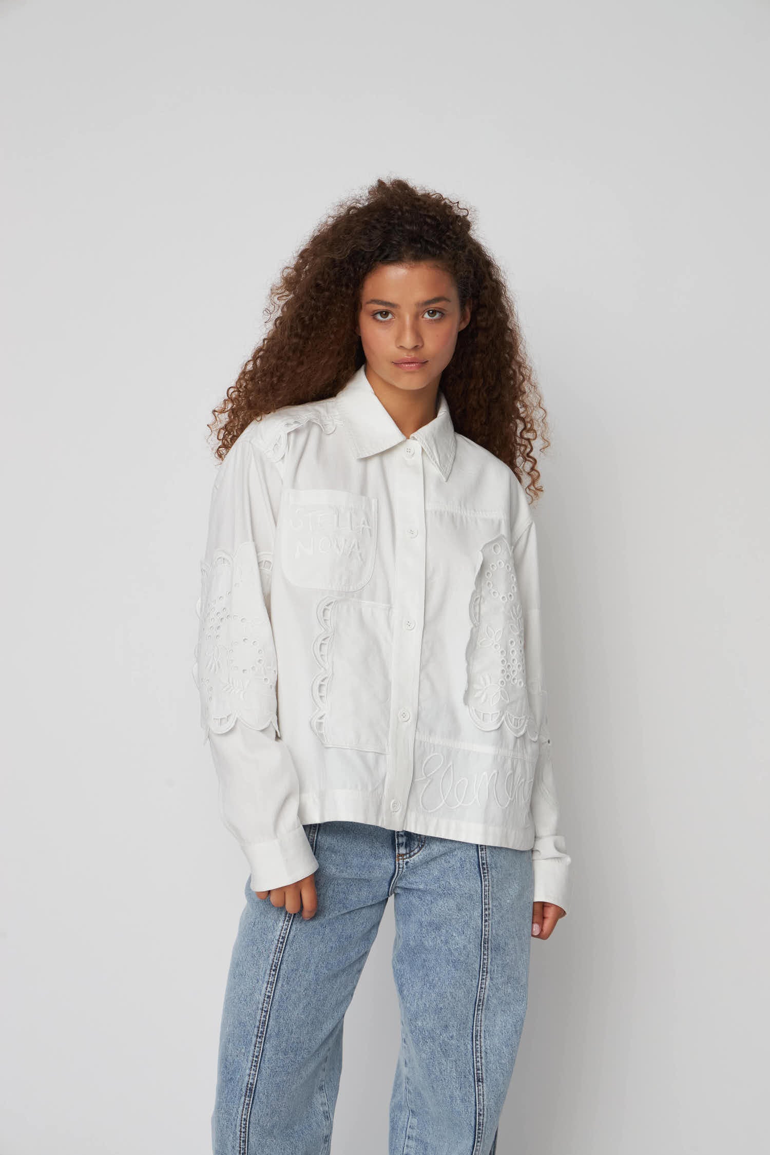 Stella Nova Elements Embroidered Cotton Shirt Shirt 001 White