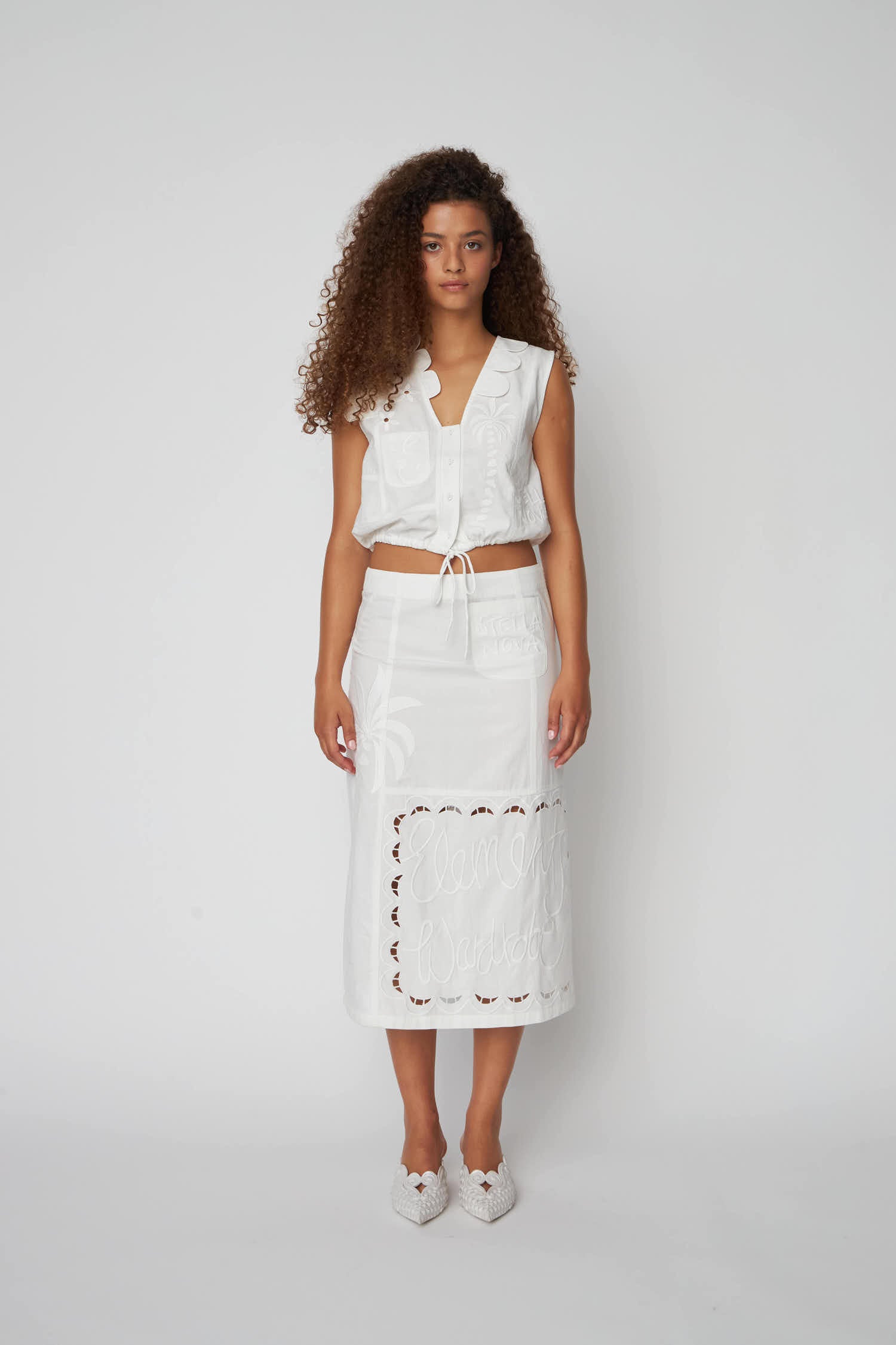 Stella Nova Elements Embroidered Cotton Skirt Skirt 001 White