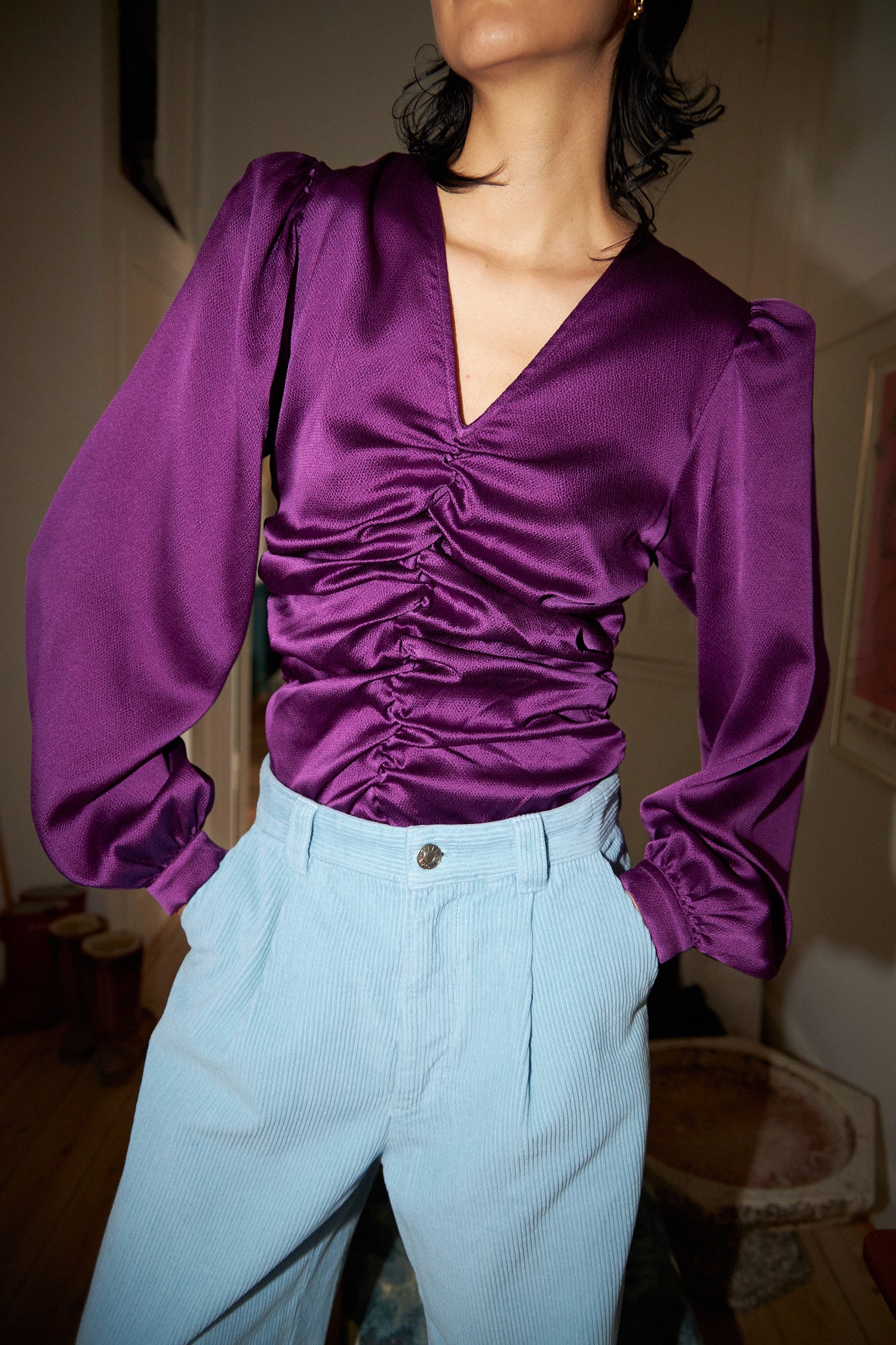 Stella Nova Hammered silk blouse Blouse 542 Seductive Purple