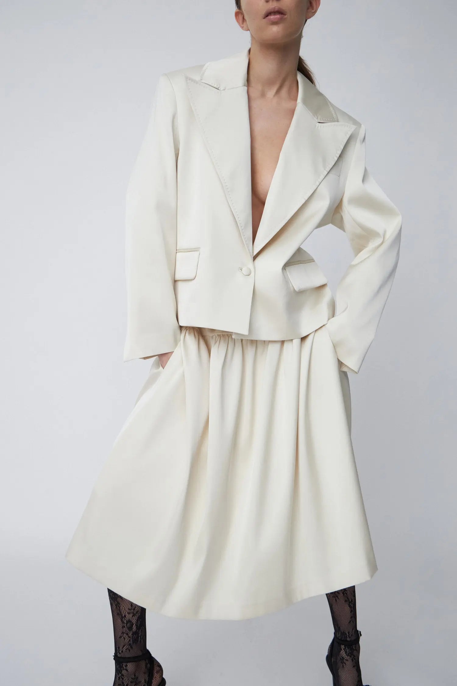 Stella Nova Heavy Sateen Blazer Blazer 078 Ivory