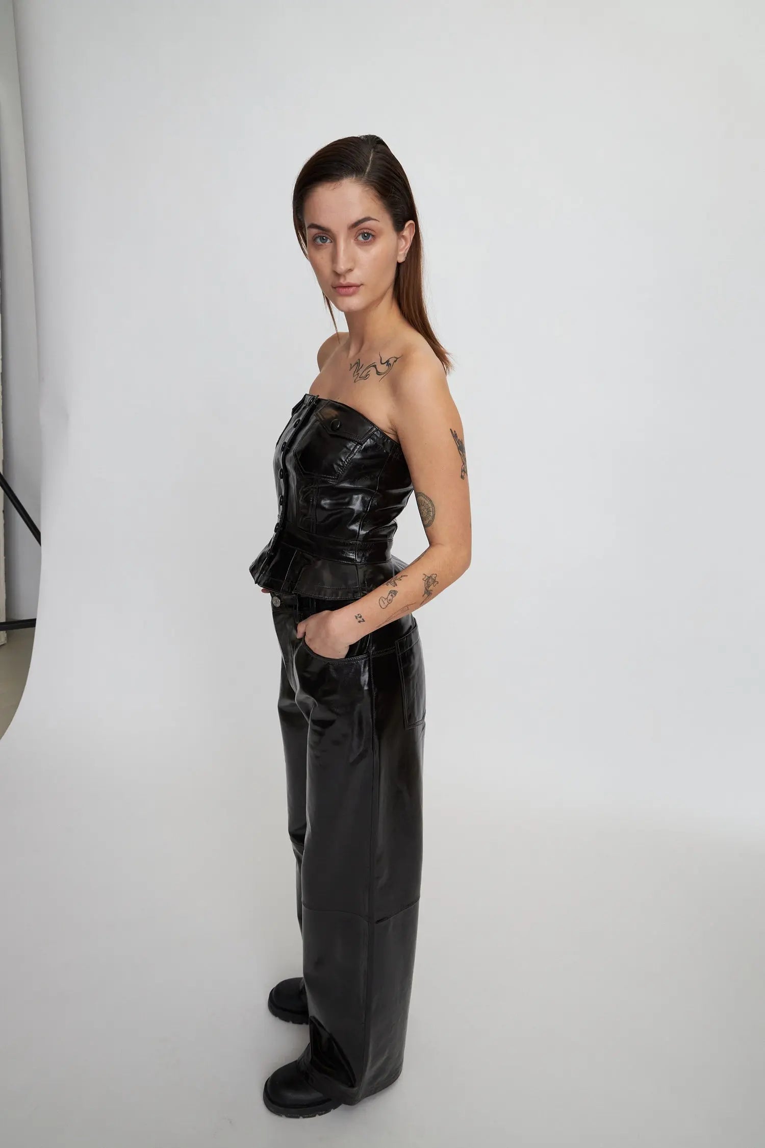 Stella Nova Leather corsage Top 869 Brown