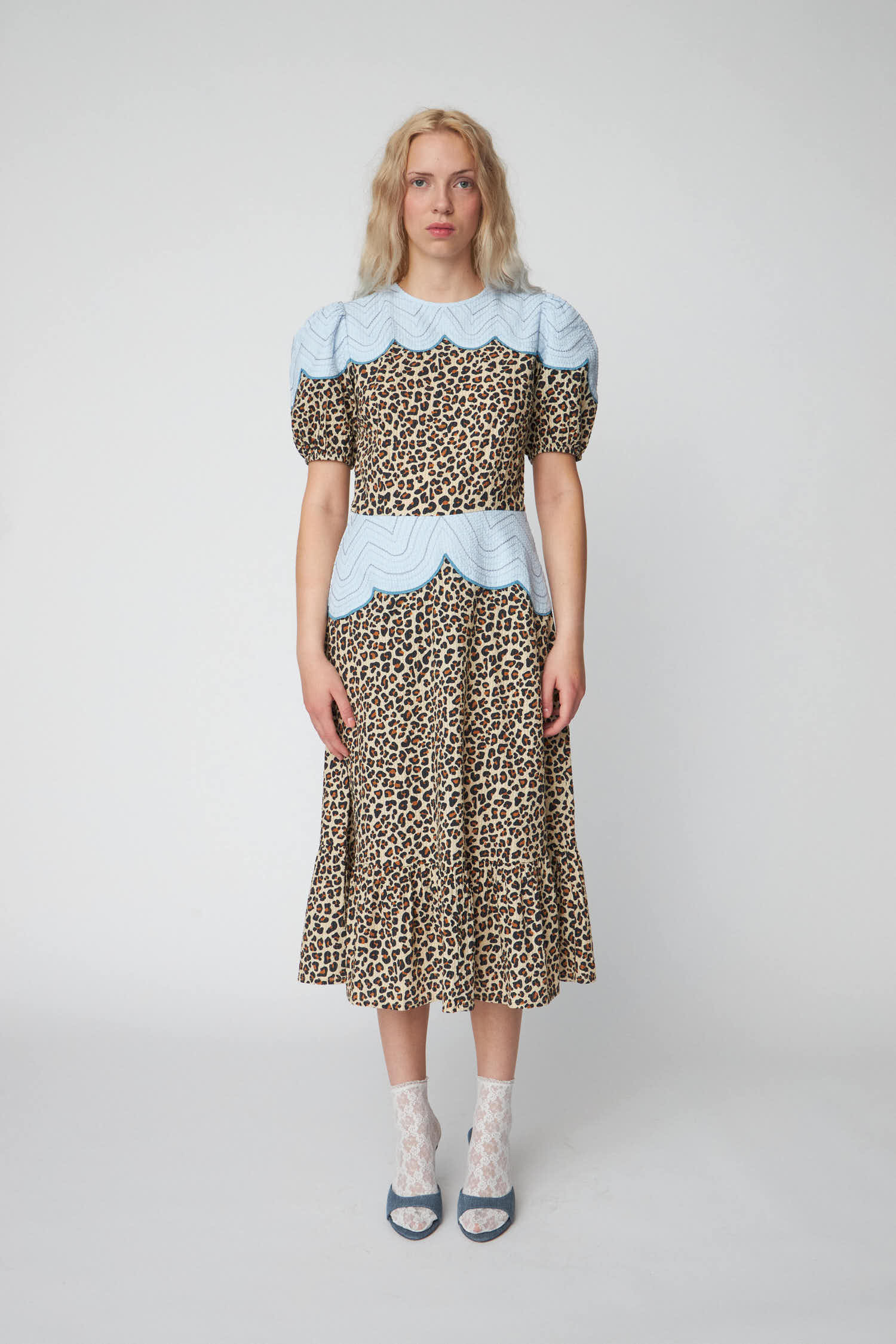 Stella Nova Leopard Midi Dress with Embroidery Dress 081 Leopard