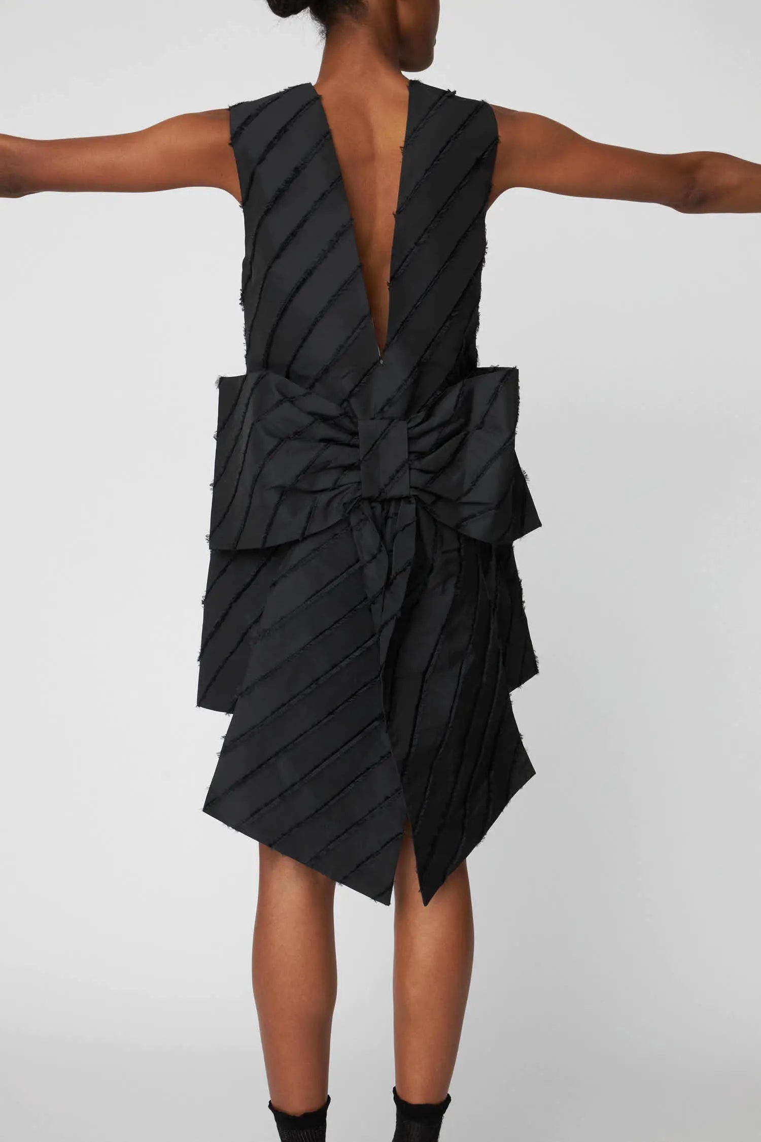 Mini Dress with Bow Detail - Black