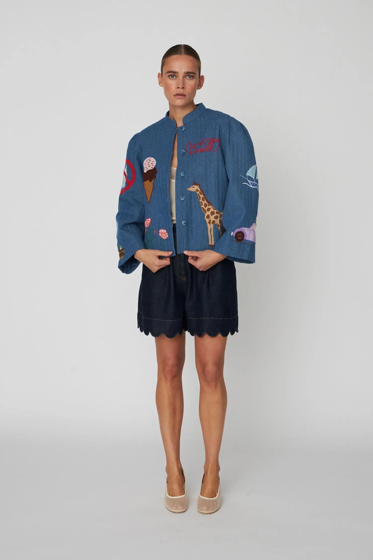 Stella Nova Out Of Office Embroidered Jacket Jacket 316 Summer Blue