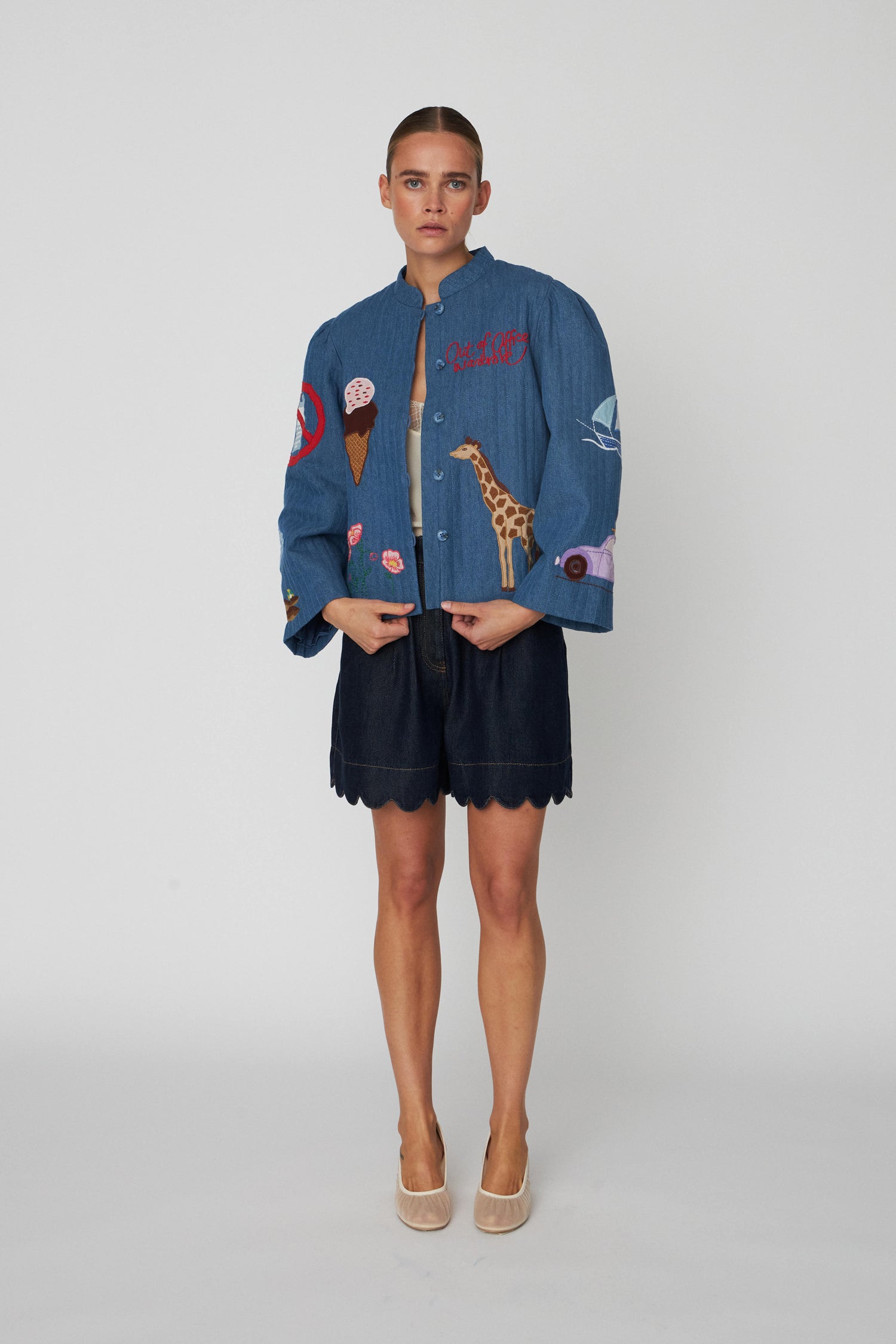 Stella Nova Out Of Office Embroidered Jacket Jacket 316 Summer Blue