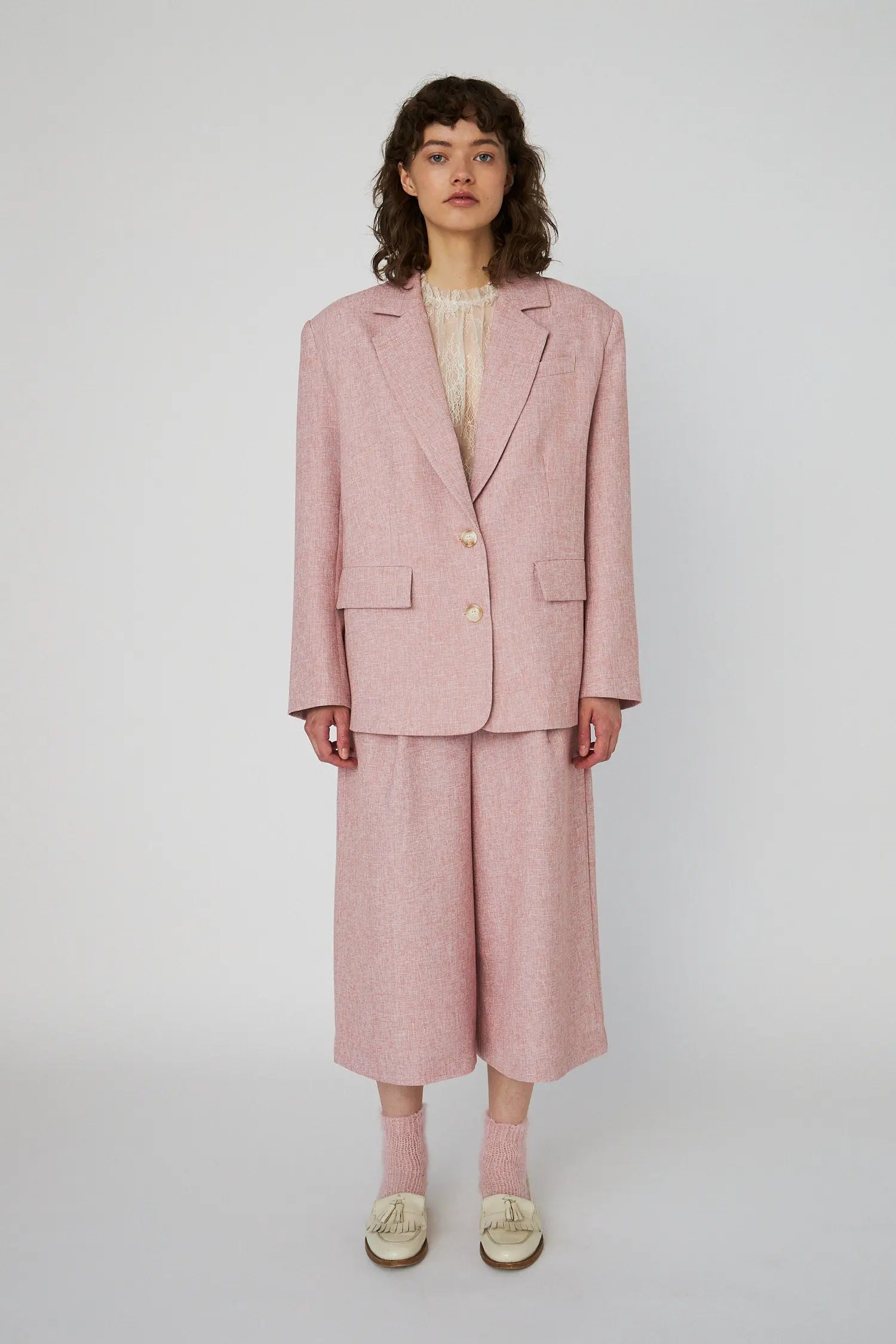 Stella Nova Salt and Pepper Oversized Blazer Blazer 601 Pink Powder