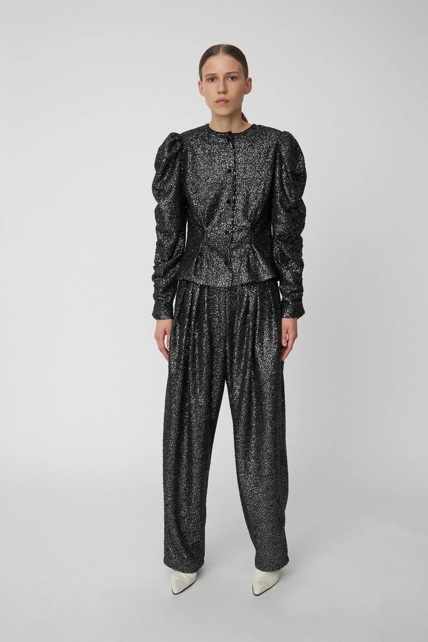Stella Nova Sequins Lamé Pants Pants 978 Black Metallic