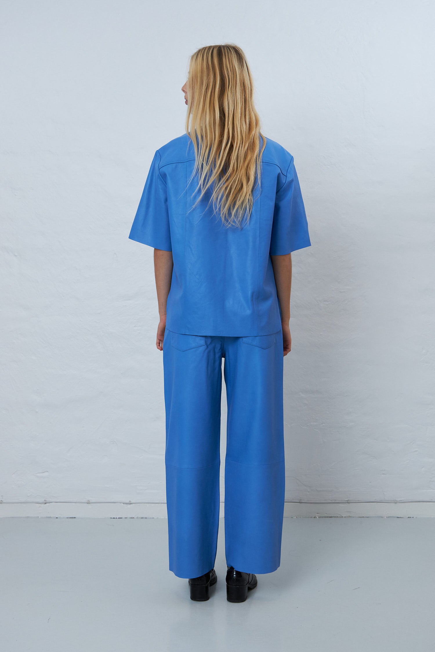 Stella Nova Soft shortsleeved leather shirt Leather Shirt 300 Blue Sea