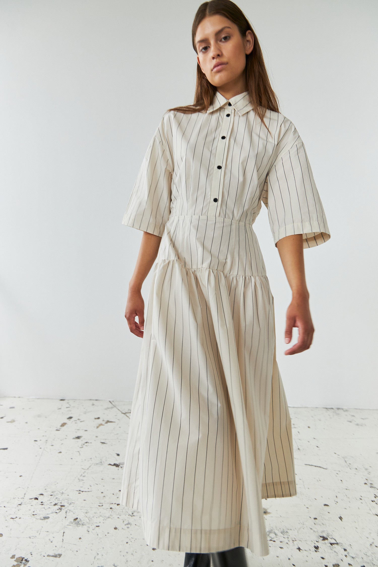 Stella Nova Striped midi dress Dress 018 Creme/Black