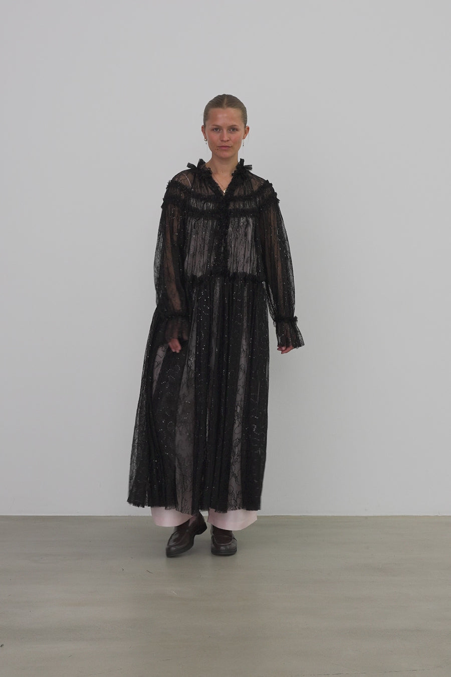 Stella Nova Sheer Lace Maxi Cape Dress Dress 999 Black