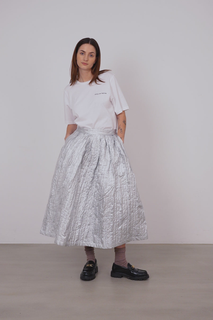 Stella Nova Silver bomb skirt Skirt 914 Pearl Silver