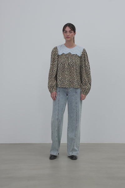 Stella Nova Leopard Blouse with Embroidery Blouse 081 Leopard