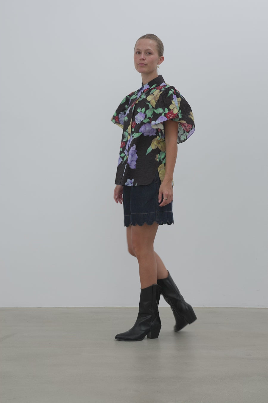 Stella Nova Flowered Cotton Top Top 776 Dark Flowers
