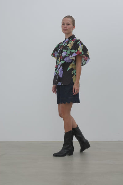 Stella Nova Flowered Cotton Top Top 776 Dark Flowers