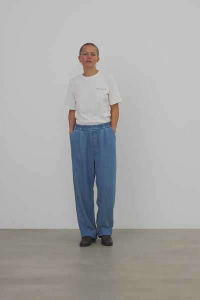 Stella Nova Washed Blue Low-Waist Pants with Scallop Edge Pants 302 Light Blue